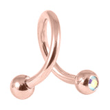 Rose Gold Steel Double Jewelled Spirals 1.2mm