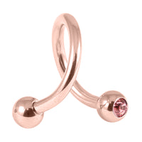 Rose Gold Steel Double Jewelled Spirals 1.2mm