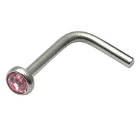 Steel L Shaped Jewelled Nose Stud