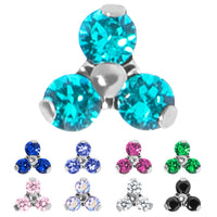 Titanium Claw Set CZ Jewelled Trinity for Internal Thread shafts in 1.2mm