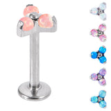 Titanium Internally Threaded Labrets 1.2mm - Titanium Claw Set Synth Opal Trinity