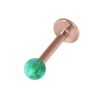 Rose Gold Steel Labret with Synthetic Opal Ball 1.2mm