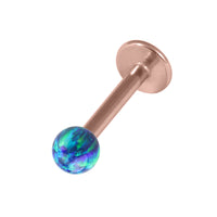 Rose Gold Steel Labret with Synthetic Opal Ball 1.2mm
