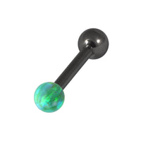 Black Steel Micro Barbell with Synthetic Opal Ball Single Ended 1.2mm gauge
