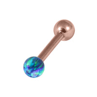 Rose Gold Steel Micro Barbell with Synthetic Opal Ball Single Ended 1.2mm gauge