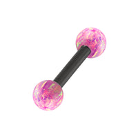 Black Steel Micro Barbell with Synthetic Opal Ball Double Ended 1.2mm