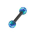 Black Steel Micro Barbell with Synthetic Opal Ball Double Ended 1.2mm