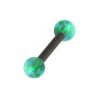 Black Steel Micro Barbell with Synthetic Opal Ball Double Ended 1.2mm