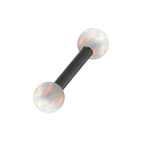 Black Steel Micro Barbell with Synthetic Opal Ball Double Ended 1.2mm