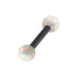 Black Steel Micro Barbell with Synthetic Opal Ball Double Ended 1.2mm