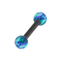 Black Steel Micro Barbell with Synthetic Opal Ball Double Ended 1.2mm