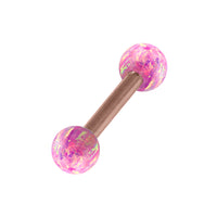Rose Gold Steel Micro Barbell with Synthetic Opal Ball Double Ended 1.2mm