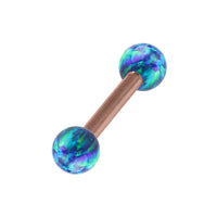 Rose Gold Steel Micro Barbell with Synthetic Opal Ball Double Ended 1.2mm