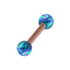 Rose Gold Steel Micro Barbell with Synthetic Opal Ball Double Ended 1.2mm