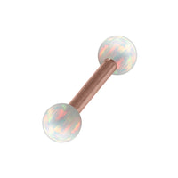 Rose Gold Steel Micro Barbell with Synthetic Opal Ball Double Ended 1.2mm