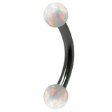 Black Steel Micro Curved Bar with Synthetic Opal Balls 1.2mm