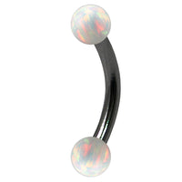 Black Steel Micro Curved Bar with Synthetic Opal Balls 1.2mm