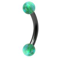 Black Steel Micro Curved Bar with Synthetic Opal Balls 1.2mm