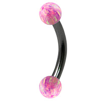 Black Steel Micro Curved Bar with Synthetic Opal Balls 1.2mm