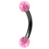 Black Steel Micro Curved Bar with Synthetic Opal Balls 1.2mm