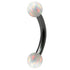 Black Steel Micro Curved Bar with Synthetic Opal Balls 1.2mm