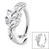 Steel Huggie Belly Clicker Ring - Claw Set Jewelled Leaf