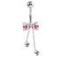 Belly Bar - Cute Jewelled Bow with Dangly Chains