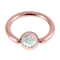 Rose Gold Steel Jewelled Ball Closure Ring (BCR) 1.2mm