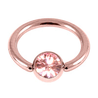 Rose Gold Steel Jewelled Ball Closure Ring (BCR) 1.2mm