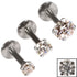 Steel Triple Piercing - Internally Threaded Claw Set Jewelled Labrets 1.2mm