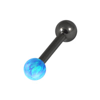 Black Steel Micro Barbell with Synthetic Opal Ball Single Ended 1.2mm gauge