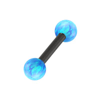 Black Steel Micro Barbell with Synthetic Opal Ball Double Ended 1.2mm