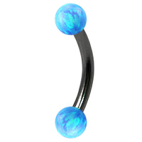 Black Steel Micro Curved Bar with Synthetic Opal Balls 1.2mm