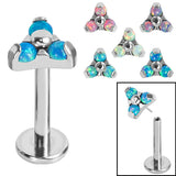 Titanium Threadless Labrets - Titanium Claw Set Synth Opal Trinity