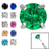 Titanium Threadless (Bend fit) Claw Set CZ Jewels