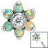 Titanium Threadless (Bend fit) Claw Set Synth Opal and CZ Jewelled Flower
