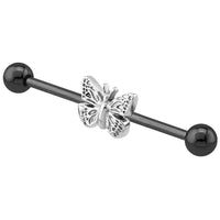 Black Steel Industrial Scaffold Barbell with Butterfly