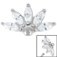 Steel Claw Set CZ Sunrise Marquise Fan for Internal Thread shafts in 1.2mm