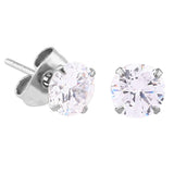 Steel Ear Stud Earrings - Claw Set Jewelled