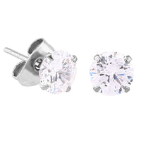Steel Ear Stud Earrings - Claw Set Jewelled