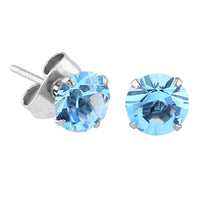 Steel Ear Stud Earrings - Claw Set Jewelled
