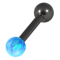Black Steel Barbell with Synthetic Opal Ball Single Ended 1.6mm