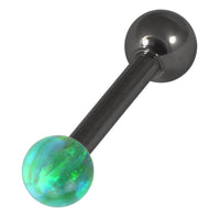 Black Steel Barbell with Synthetic Opal Ball Single Ended 1.6mm