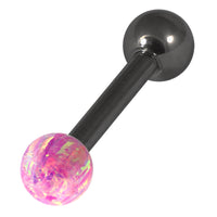 Black Steel Barbell with Synthetic Opal Ball Single Ended 1.6mm