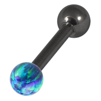 Black Steel Barbell with Synthetic Opal Ball Single Ended 1.6mm