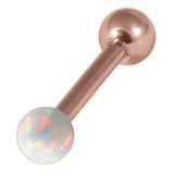 Rose Gold Steel Barbell with Synthetic Opal Ball Single Ended 1.6mm