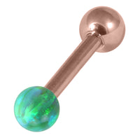 Rose Gold Steel Barbell with Synthetic Opal Ball Single Ended 1.6mm