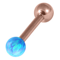 Rose Gold Steel Barbell with Synthetic Opal Ball Single Ended 1.6mm