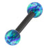 Black Steel Barbell with Synthetic Opal Ball Double Ended 1.6mm