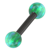 Black Steel Barbell with Synthetic Opal Ball Double Ended 1.6mm